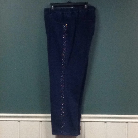 Dream Jeannnes Pants - Pull on blue pants with rhinestones